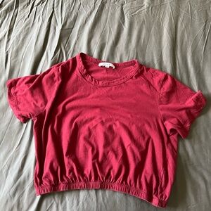 Gaze Red Relaxed Crop Short Sleeve Tee
